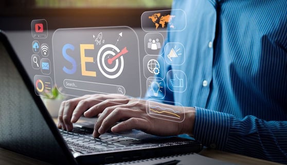 Business people use SEO tools.