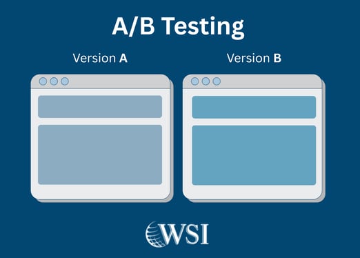 Side-by-side webpage mockups for Version A and B in A/B testing for landing pages.