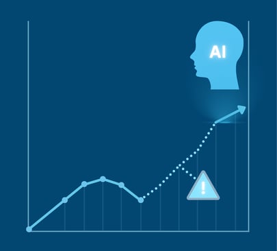 Graph showing AI-driven growth and alerts, representing how to manage reviews by analyzing trends and performance.