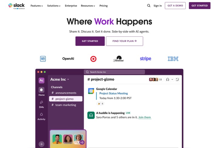 Slack interface showing organized communication tools that can help optimize your website for conversion workflows.